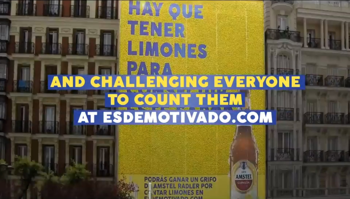 В Мадриде установили громадную OOH-рекламу из лимонов и вовлекли потребителей в конкурсную активность