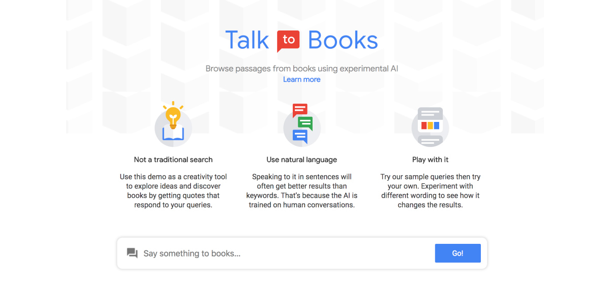 Google начал читать книги с помощью инструмента поиска Talk to Books