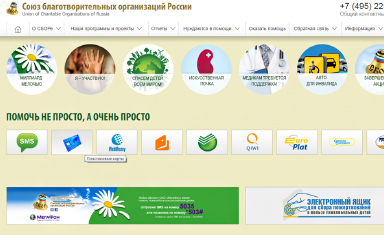 Поддержка и развитие сайта. Развитие сайта. Союз благотворительных организаций России (www.sbornet.ru).