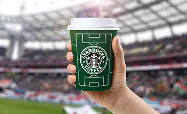 Концепции стакана в футбольной стилистике. Дизайн сувенирной продукции. Starbucks (www.starbucks.ru).