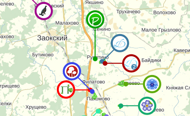 Реализация генплана с помощью Яндекс карт. Техническая поддержка сайта. Ваша дача (www.v-dacha.ru).